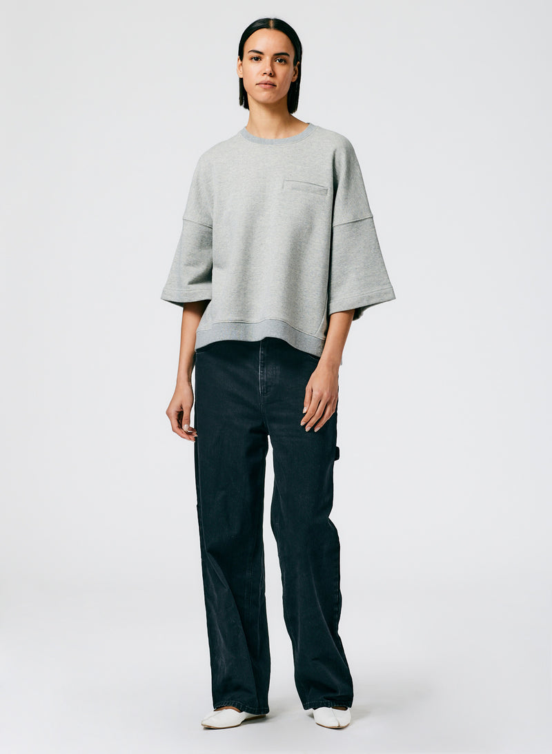3/4 Sleeve Sweatshirt Heather Grey-01