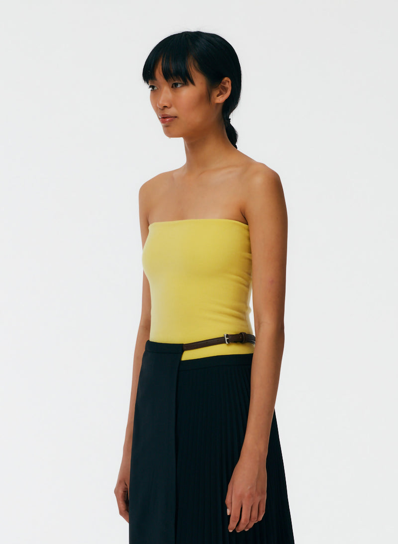 Compact Stretch Cashmere Tube Top Canary Yellow-2