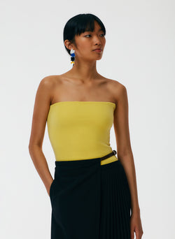 Compact Stretch Cashmere Tube Top Canary Yellow-4
