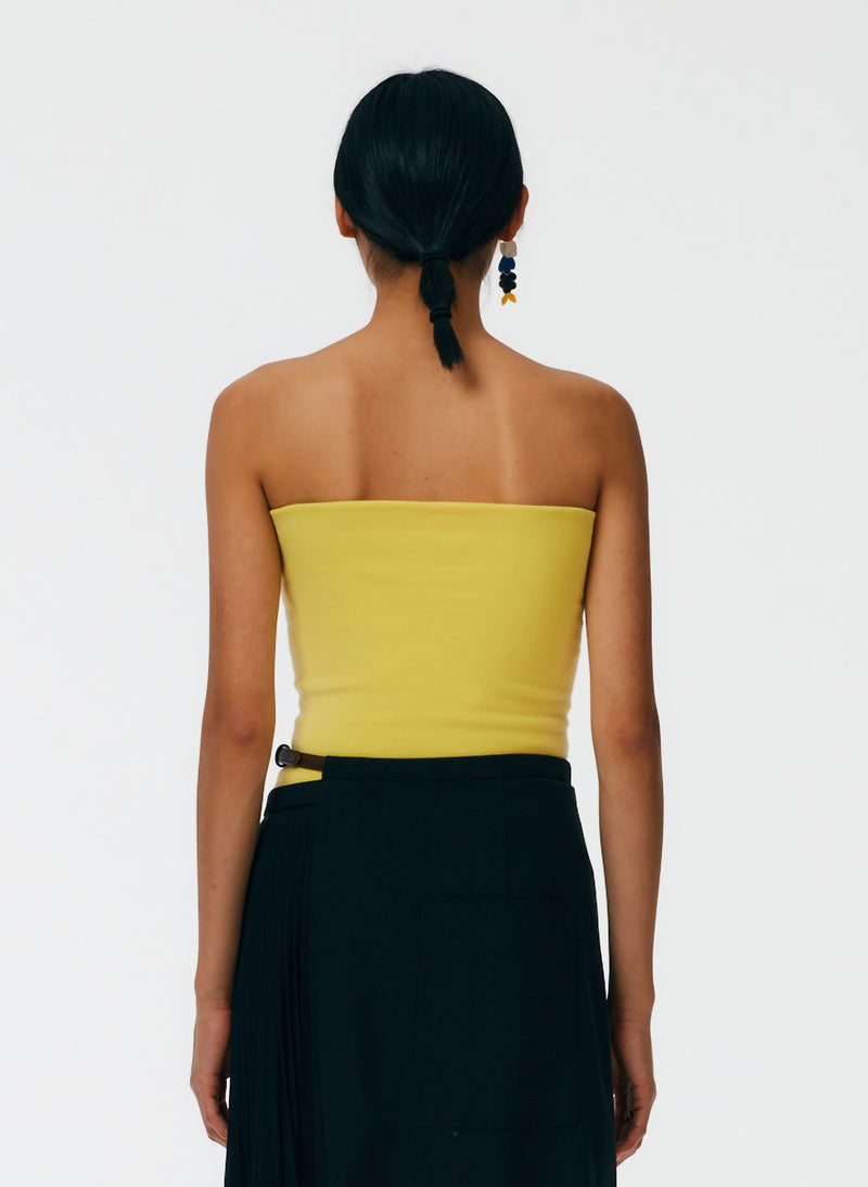 Compact Stretch Cashmere Tube Top Canary Yellow-5