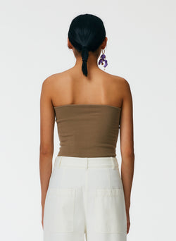 Compact Stretch Cashmere Tube Top Sand-5
