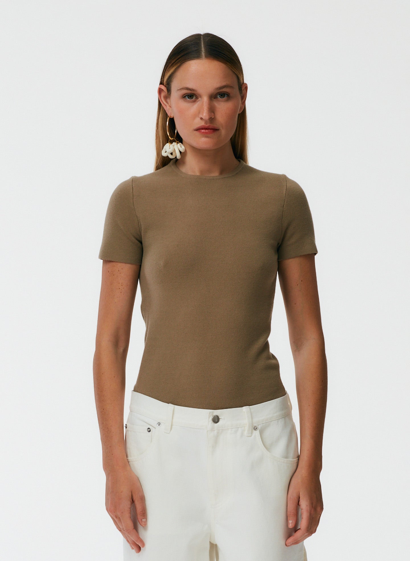 Compact Stretch Cashmere Kate Mini T-Shirt - Sand-1