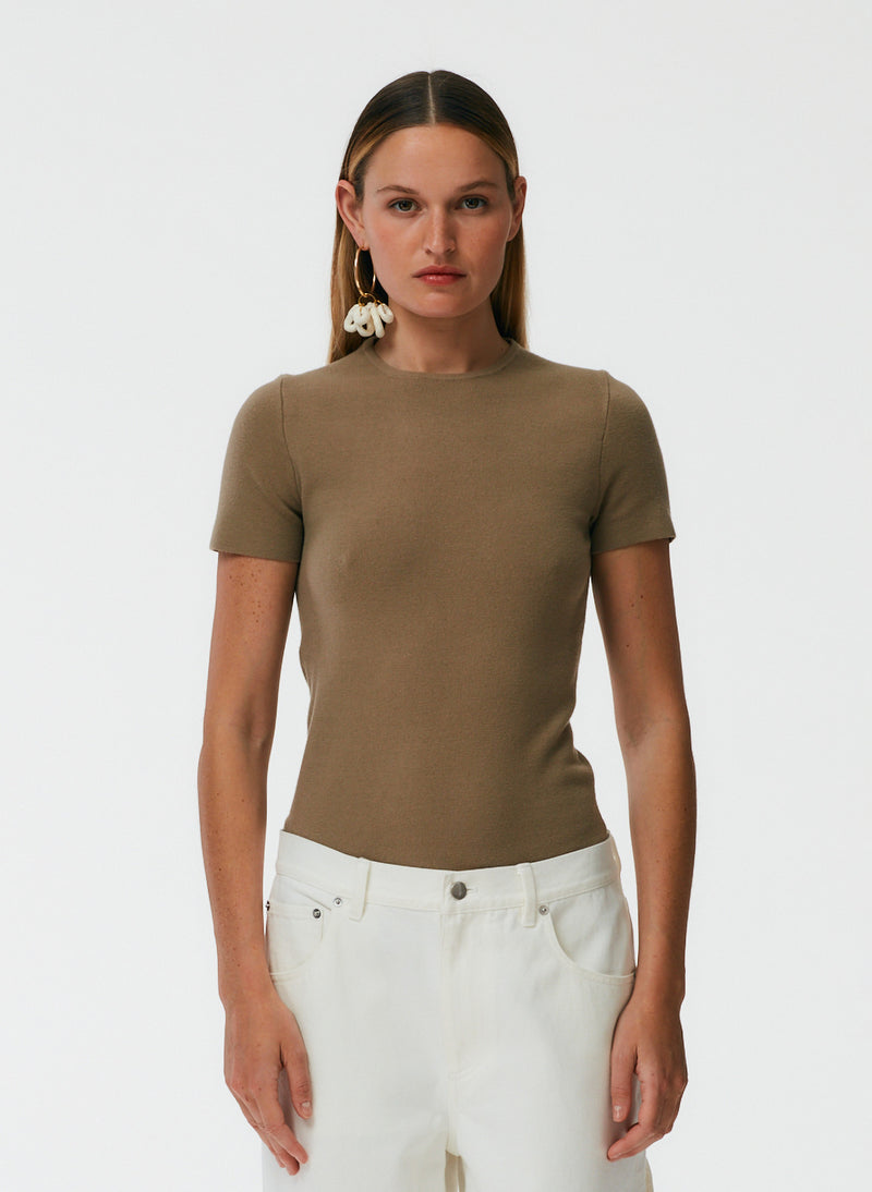 Compact Stretch Cashmere Kate Mini T-Shirt Sand-1