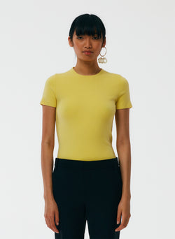 Compact Stretch Cashmere Kate Mini T-Shirt Canary Yellow-1