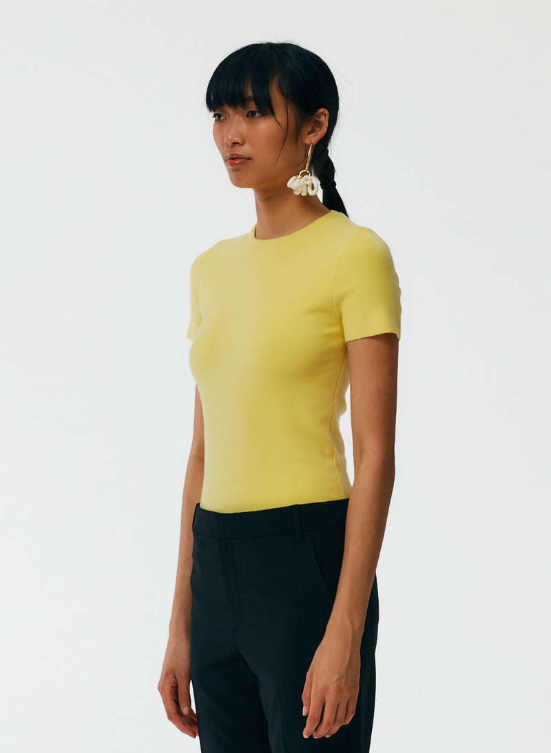 Compact Stretch Cashmere Kate Mini T-Shirt Canary Yellow-5