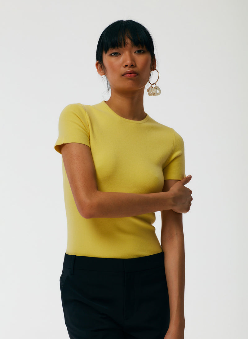 Compact Stretch Cashmere Kate Mini T-Shirt Canary Yellow-6