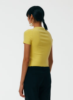 Compact Stretch Cashmere Kate Mini T-Shirt Canary Yellow-4