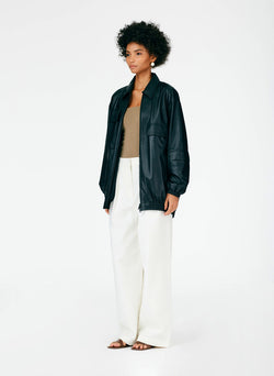 Feather Weight Leather Oversized Bomber Black-03