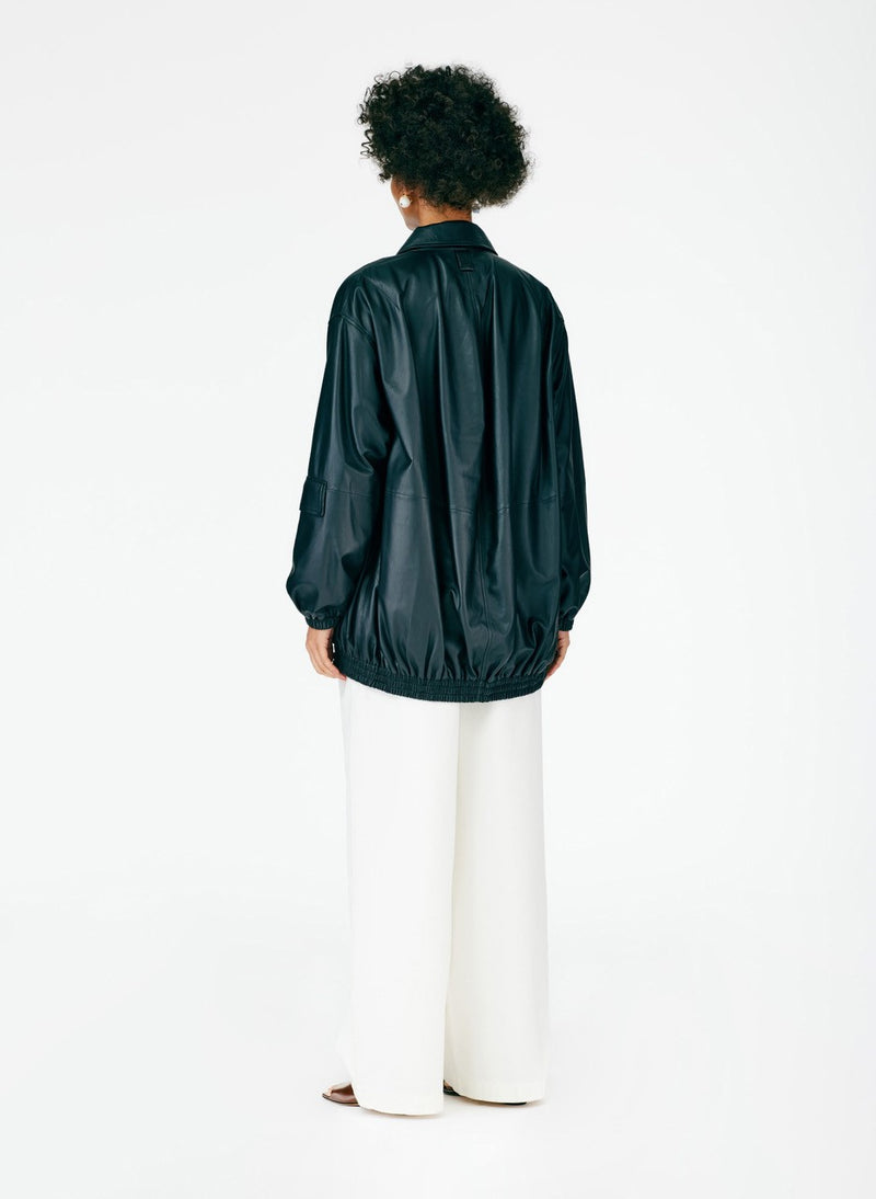 Feather Weight Leather Oversized Bomber Black-04