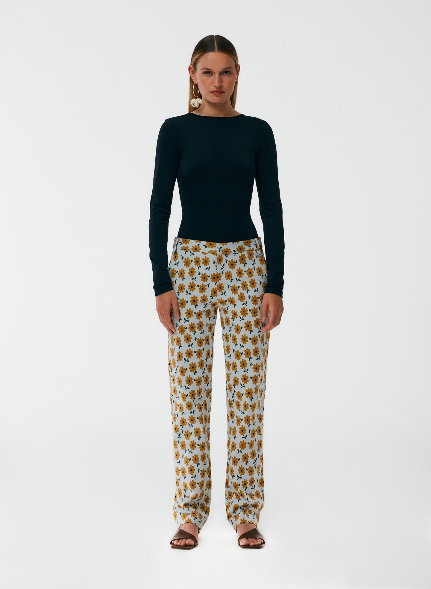 Flora Jacquard Elfie Trouser - Yellow Multi-1