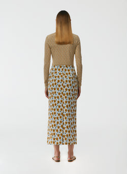 Flora Jacquard Pencil Skirt - Petite Yellow Multi-4