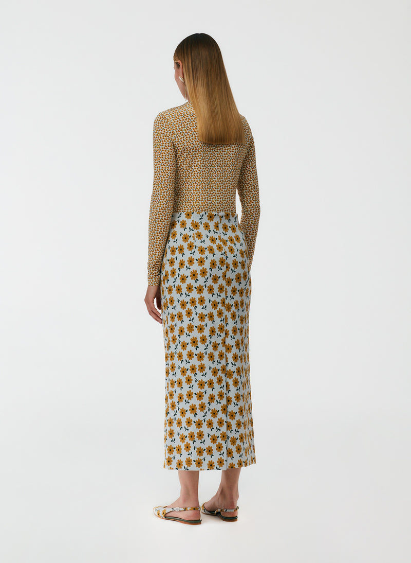 Flora Jacquard Pencil Skirt - Regular Yellow Multi-4