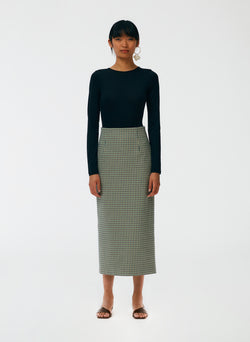 Menswear Tailored Pencil Skirt - Regular Black Multi-1