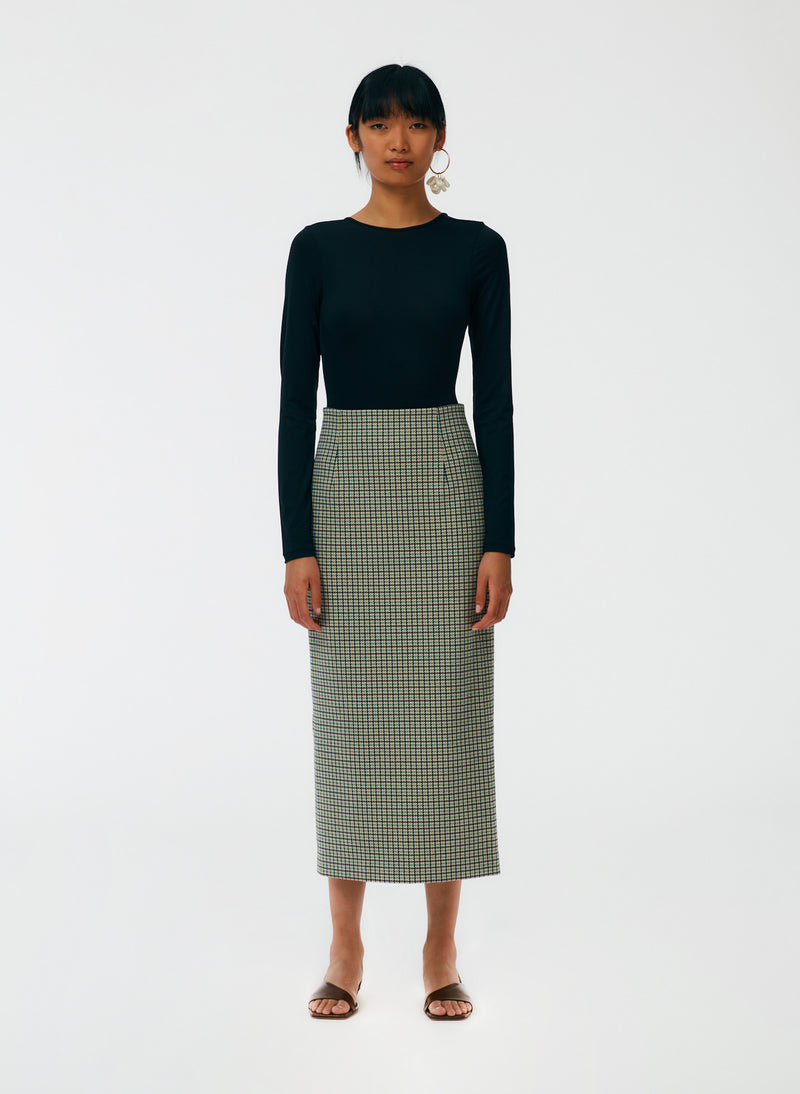 Menswear Tailored Pencil Skirt - Petite Black Multi-1