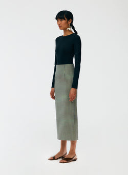 Menswear Tailored Pencil Skirt - Regular Black Multi-2