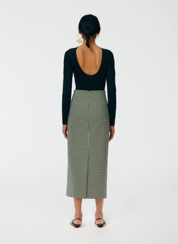 Menswear Tailored Pencil Skirt - Petite Black Multi-4