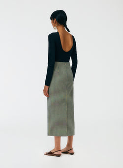 Menswear Tailored Pencil Skirt - Regular Black Multi-3