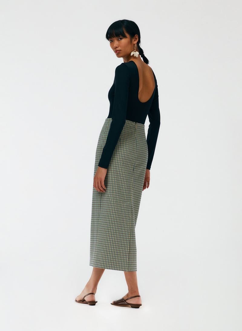 Menswear Tailored Pencil Skirt - Regular Black Multi-5