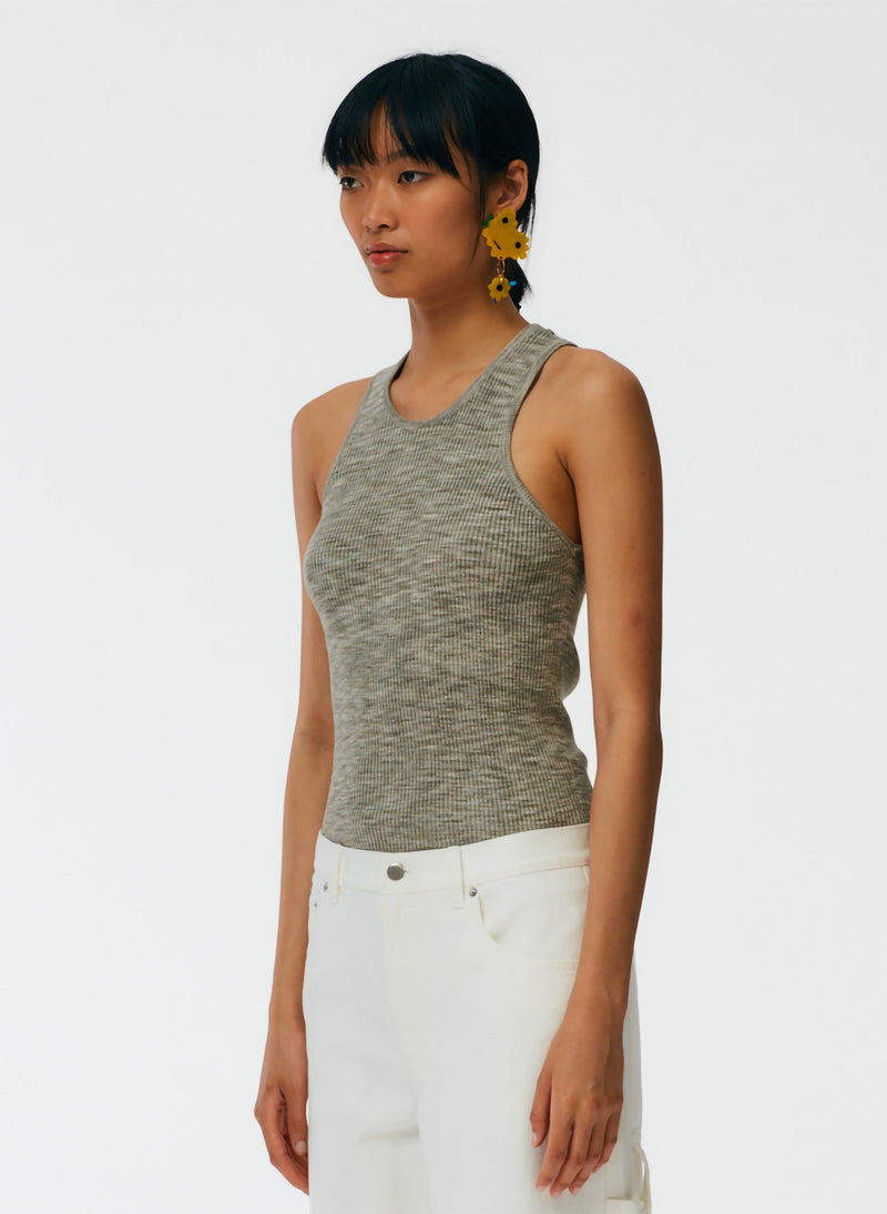 Printed Combed Cotton Ribbed Sweater Tank – Tibi Official
