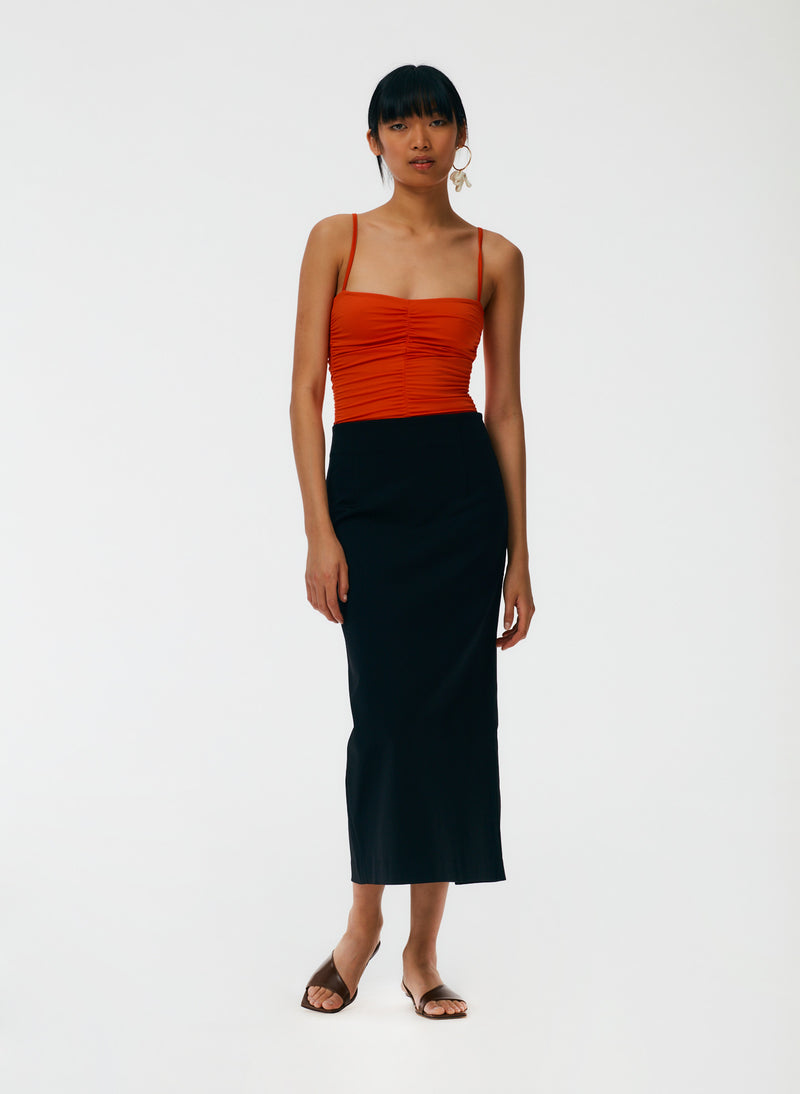 Tibi Structured Knit Pencil Skirt in Black | CLOSET Singapore