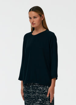 Soft Drape Asymmetrical Sweatshirt Black-2