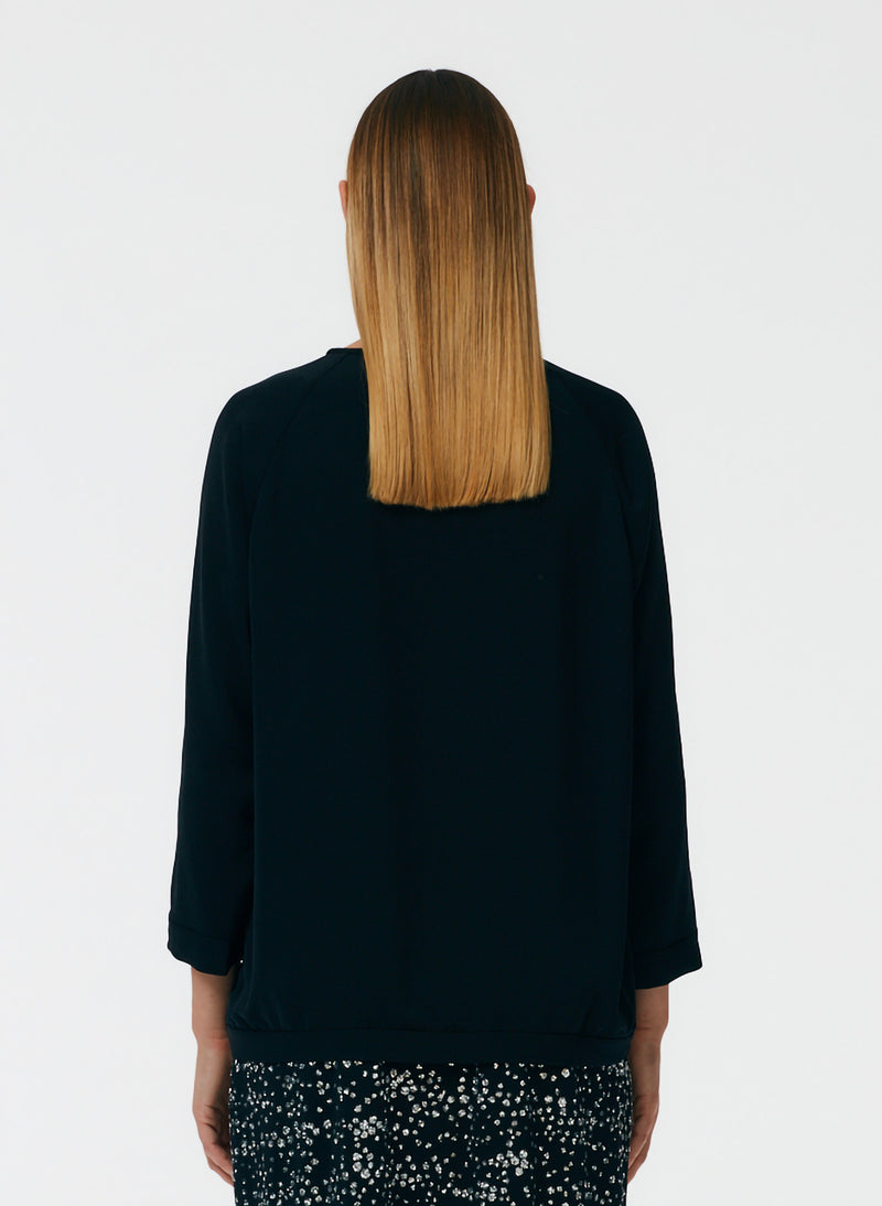 Soft Drape Asymmetrical Sweatshirt Black-4