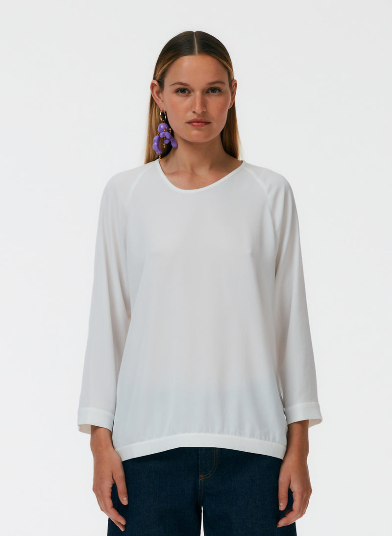 Soft Drape Asymmetrical Sweatshirt White-1