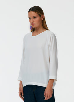 Soft Drape Asymmetrical Sweatshirt White-2