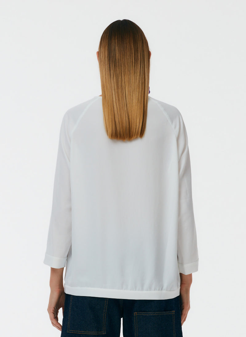 Soft Drape Asymmetrical Sweatshirt White-4