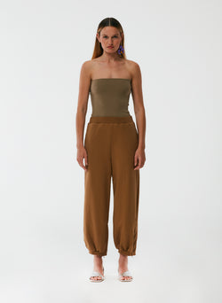Cropped Sweatpant with Zipper Flax-1