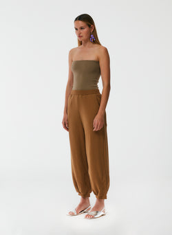 Cropped Sweatpant with Zipper Flax-2