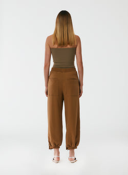 Cropped Sweatpant with Zipper Flax-4
