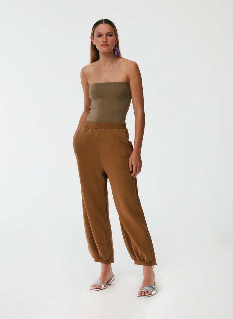 Cropped Sweatpant with Zipper Flax-5