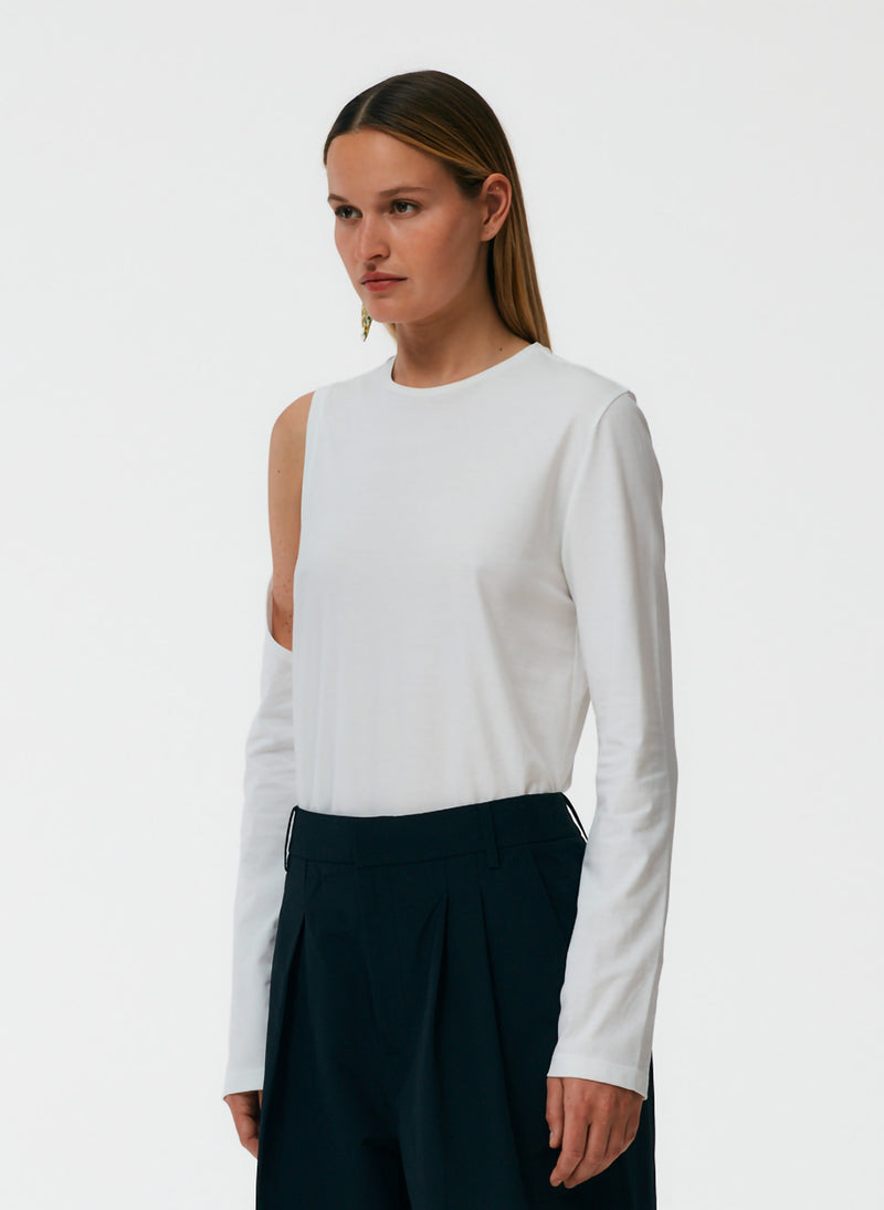 Long Sleeve Cutout T-Shirt White-2