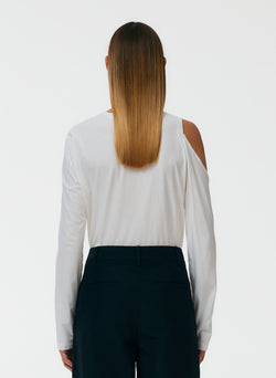 Long Sleeve Cutout T-Shirt White-4
