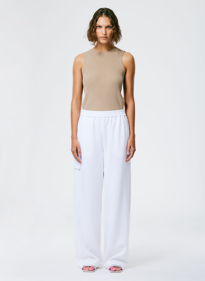 Active Knit Wide Leg Pull On Pant White-3