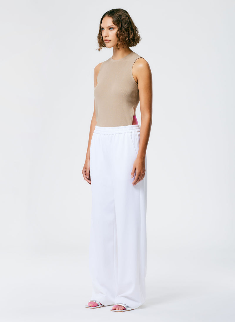 Active Knit Wide Leg Pull On Pant White-4