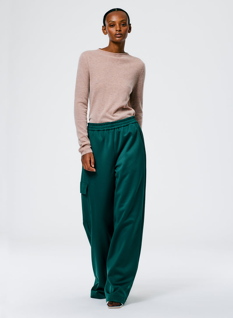 Active Knit Wide Leg Pull On Pant Track Green-1
