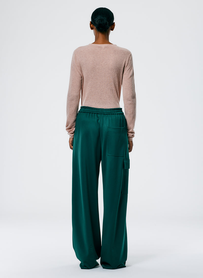 Active Knit Wide Leg Pull On Pant Track Green-5
