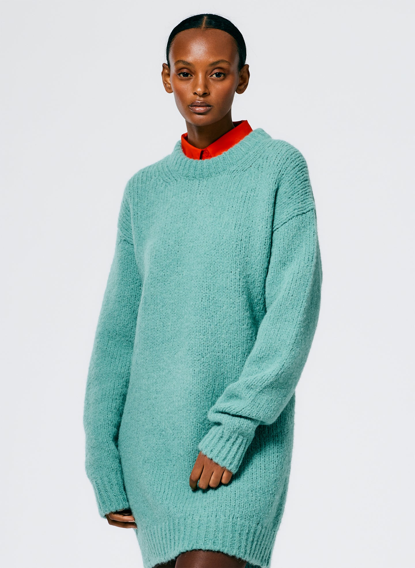 fern green dress Airy Alpaca Easy Dress – Tibi Official