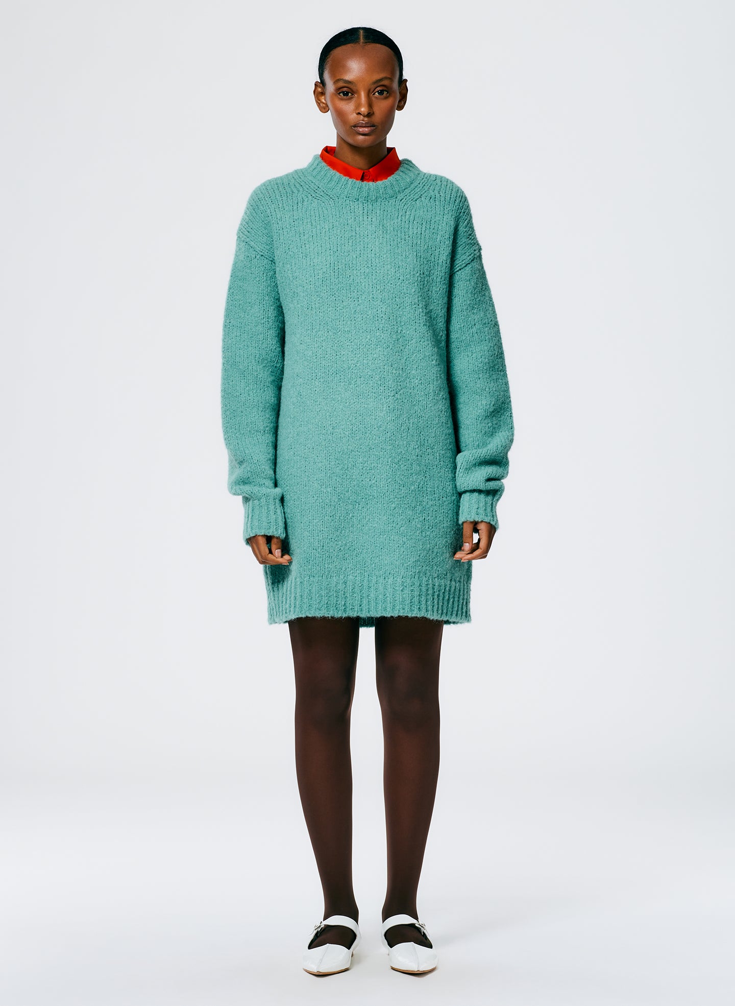 fern green dress Airy Alpaca Easy Dress – Tibi Official