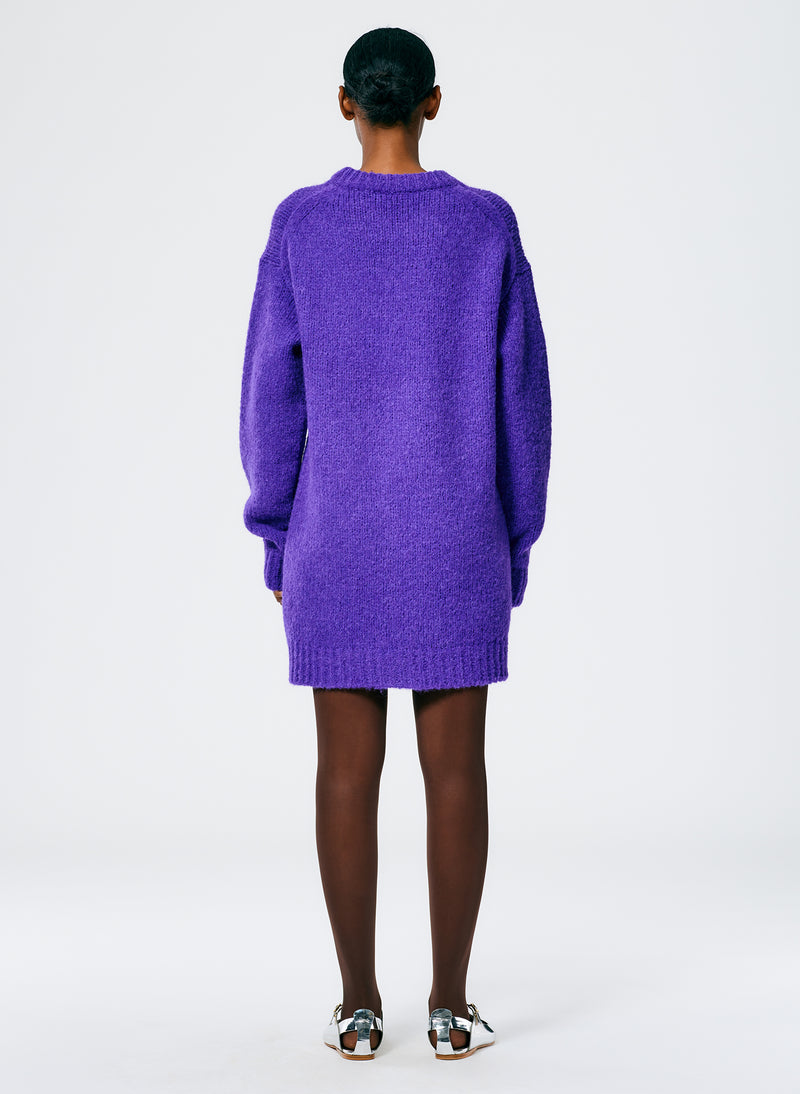 Alfani Petite Ruffle-Sleeve Keyhole Sweater Purple Royale PM