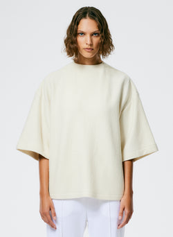 Boiled Wool Sculpted Funnel Neck Top Ivory-4