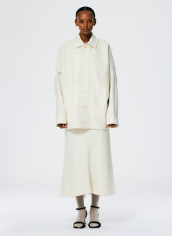 Boiled Wool Oversized Western Shirt Jacket Ivory-3