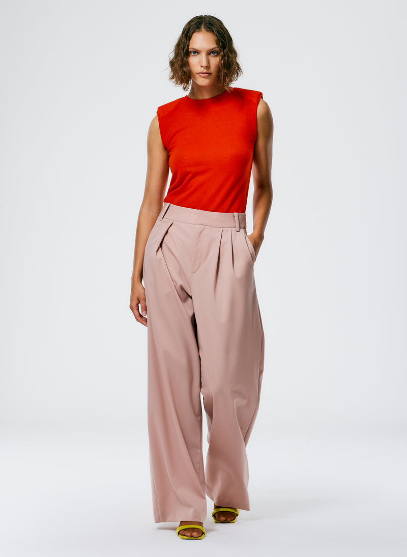 Cassius Suiting Asymmetrical Pleat Stella Pant Toffee-1