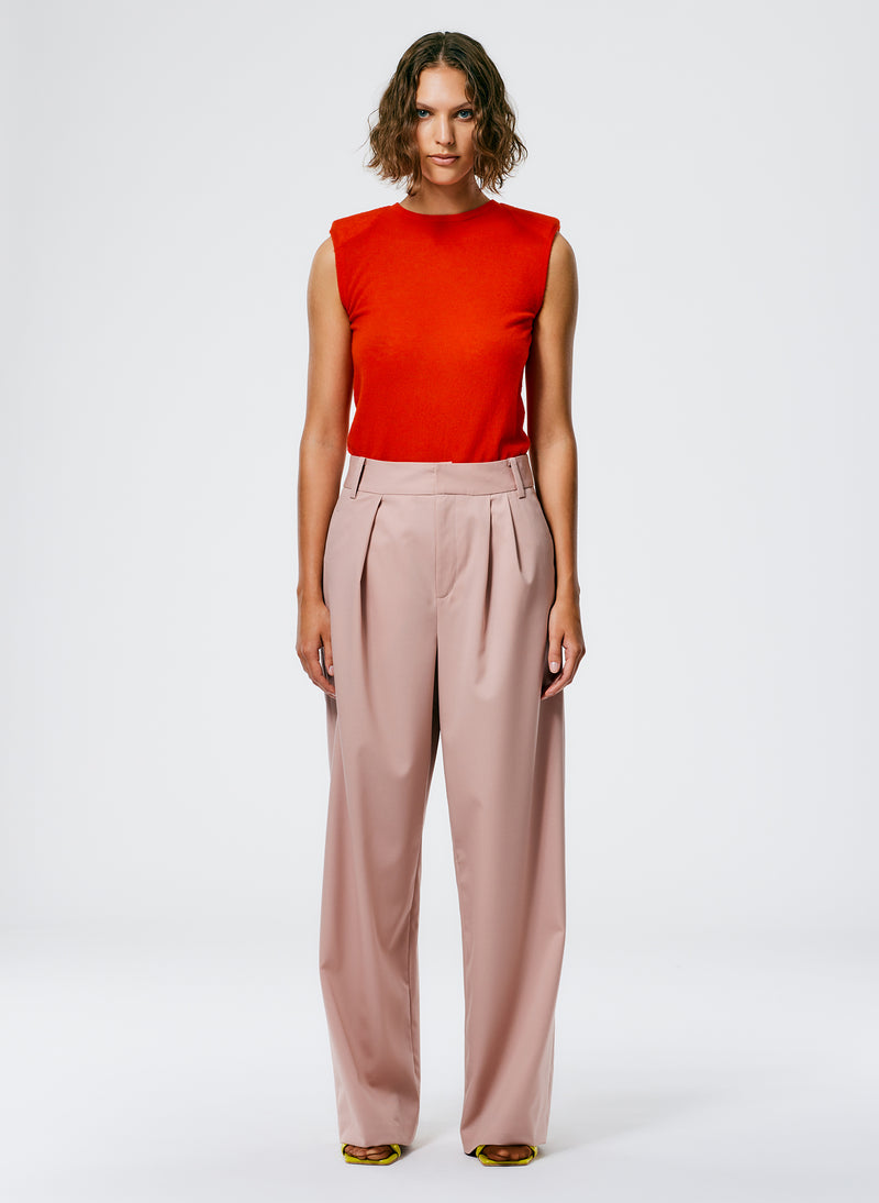 Cassius Suiting Asymmetrical Pleat Stella Pant Toffee-3