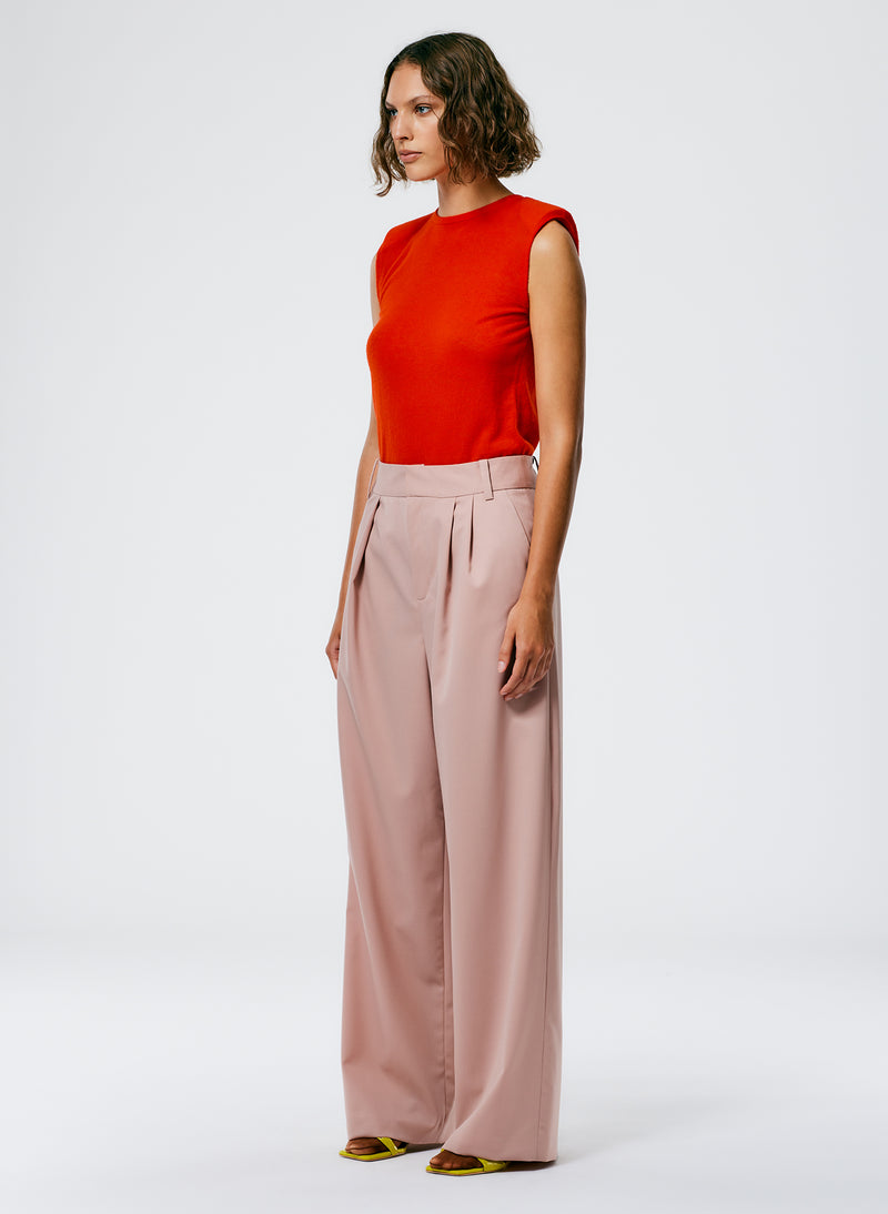 Cassius Suiting Asymmetrical Pleat Stella Pant Toffee-4