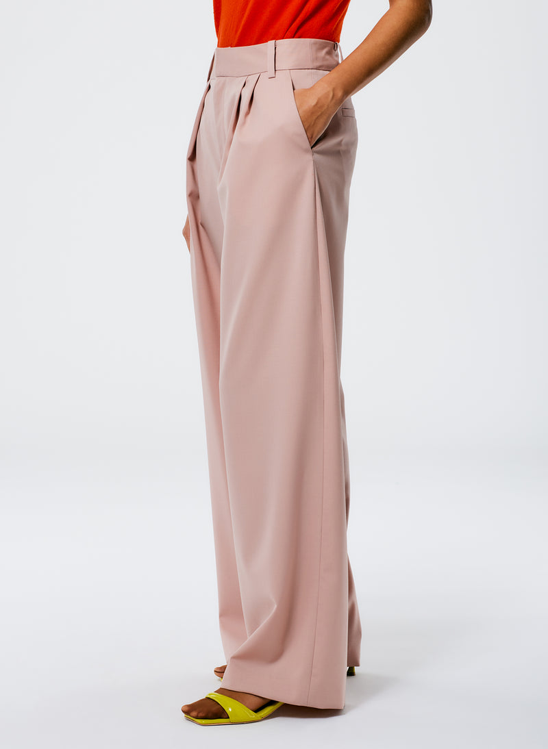 Cassius Suiting Asymmetrical Pleat Stella Pant Toffee-6