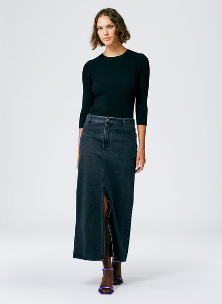 Petite black jean skirt clearance