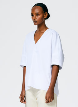 Eco Poplin V-Neck Cocoon Top White-4